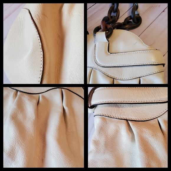 SALVATORE FERRAGAMO White Leather & Wood Satchel - Picture 8 of 8